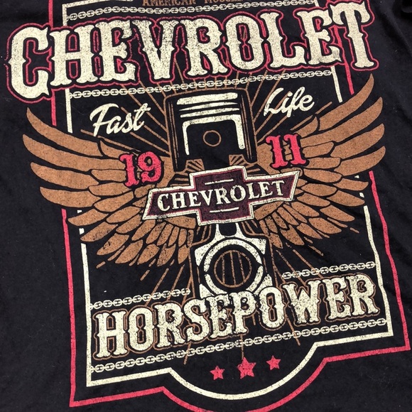 GM size XLarge black cotton Chevrolet graphic T-shirt - Picture 3 of 4